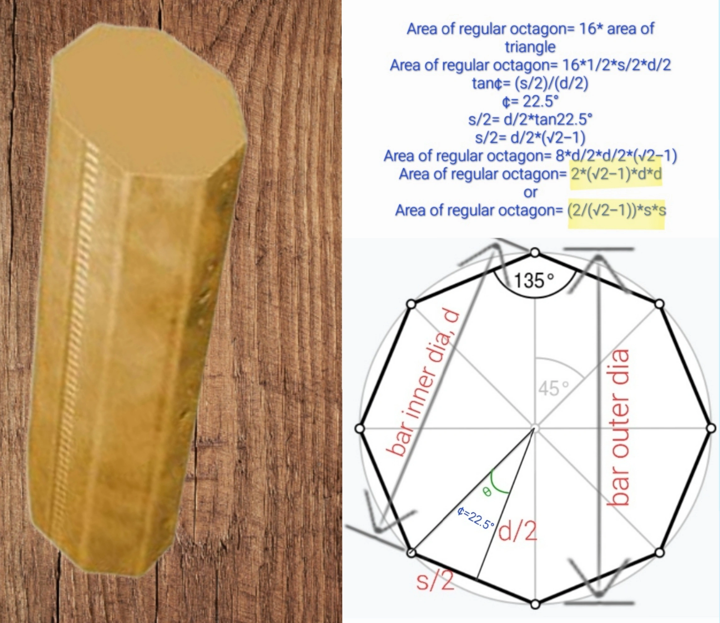 regular octagon bar unit weight calculator Steel or metal regular octagon bar unit weight calculator